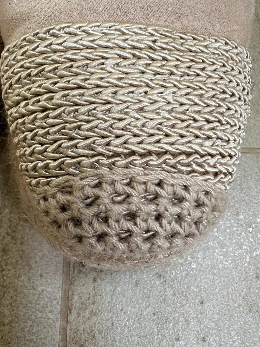 Zara Beige Rope Espadrille Flats with Ankle Wraps